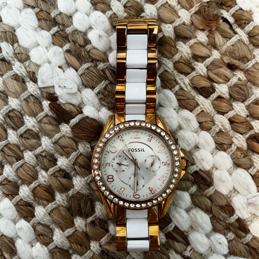 Fossil Women's Gold and White Bracelet Watch